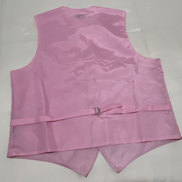 Vesuvio Napoli  ITALY Pink Satin Vest L Covered Buttons Pockets Adjustable Strap - Picture 6 of 9